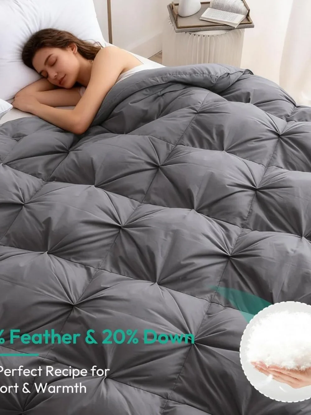 Three Geese Pinch Pleat Waterfowl Feathers and Down Comforter Palatial King Size